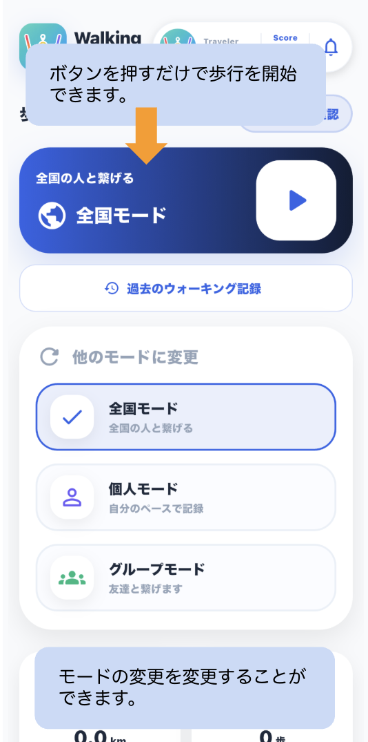 歩行開始ボタン